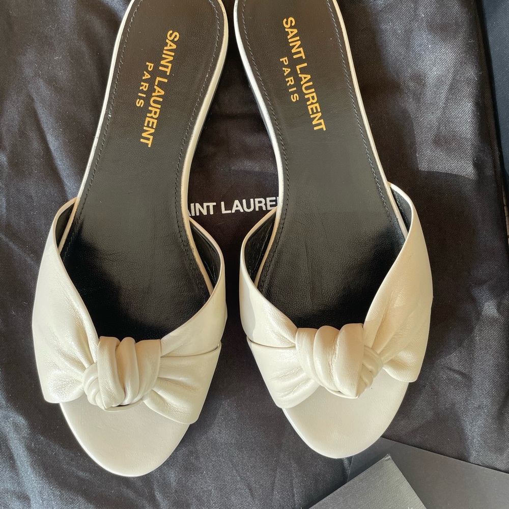 Saint Laurent Cream Sandals Minimalist Design